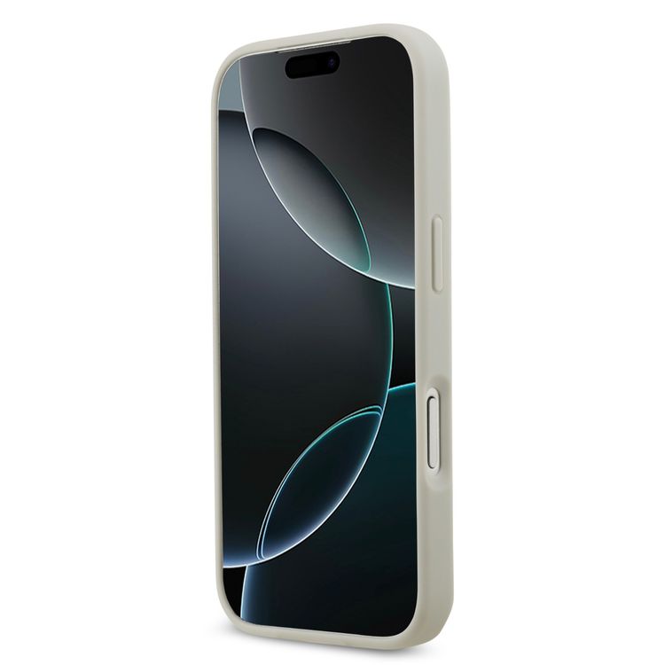 Guess MagSafe PU Leather Fixed Glitter Case with Triangle Logo for iPhone 17 Pro, Slim Profile, Easy Snap-On, Sustainable Packaging, Comfortable Grip, Drop Protection, Lightweight Design - Silver