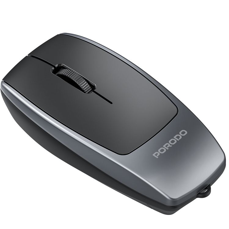 Porodo 1600DPI Wireless Mouse with Card Reader, 120mAh Battery, ABS Material, Bluetooth Version 5.1, 10m Working Distance, Silent Efficient Performance, Plug & Play - Black