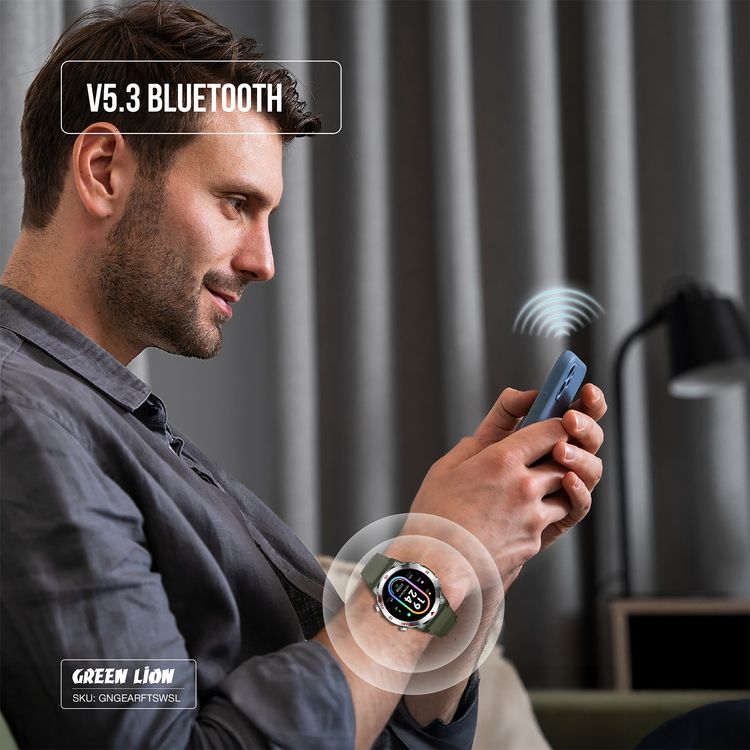 Green Lion Gear Fit Smart Watch with Dynamic Island, Health Monitoring, Bluetooth Calls, Magnetic Charging, Exercise Records, Music Player, 3-5 Days Usage Time - Silver