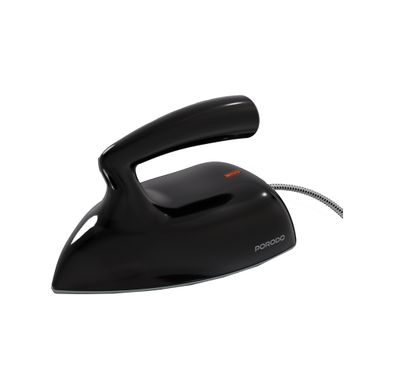 Porodo Lifestyle Ironix Portable Mini Iron Steamer with Bakelite Handle and Aluminum Soleplate Material, Dry Iron Function, Compact and Lightweight Design, Travel-Friendly Size, High-Quality materials, 100-240V Rated Voltage, 50/60Hz Rated Frequency - Black