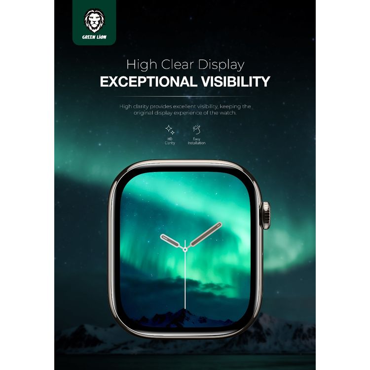 Green Lion HD Screen Protector for Apple Watch Ultra 3 (49mm), 9H Hardness, Full Protection, Anti-Scratch, Anti-Fingerprint - Clear