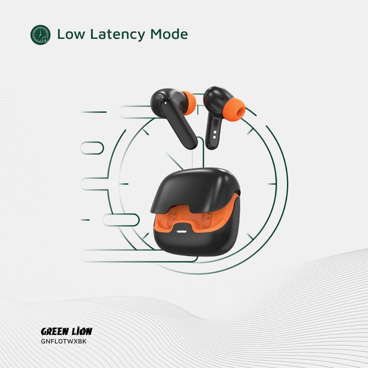 Green Lion Florence True Wireless Earbuds with Touch Control, Low Latency Mode, Voice Assistant, Quad -Mic with ENC Technology, Gaming Mode, Up to 6 Hours Play Time, 100 Hours Standby Time, Type-C Charging Port, Above 10m Transmission Range - Black