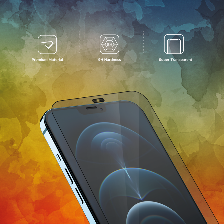 Liberty Guard Full Cover Rounded Edge Screen Protector for iPhone 12 Pro Max with Dust Filter, Anti Shock & Anti Impact - Black