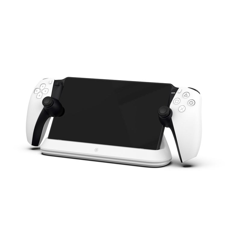 Porodo Gaming PlayStation Portal Charging Dock with RGB Lights, Type-C Connector, 3.5 Hours Charging Time, Built-in Safeguards, Anti-Slip Base, Magnetic Charging - White