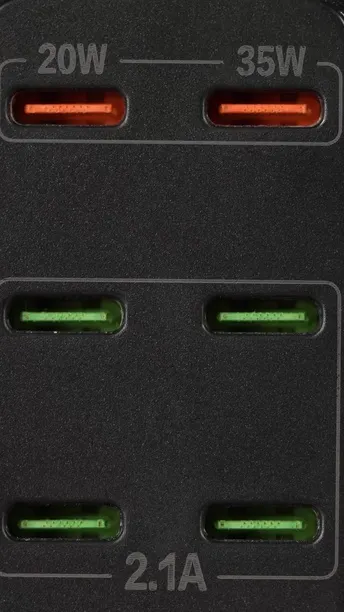 Porodo 85W Multi-Port USB Charging HUB in UAE | Simultaneous Charging, 2m Cable Length - Black | (PD-FWCH031-BK)