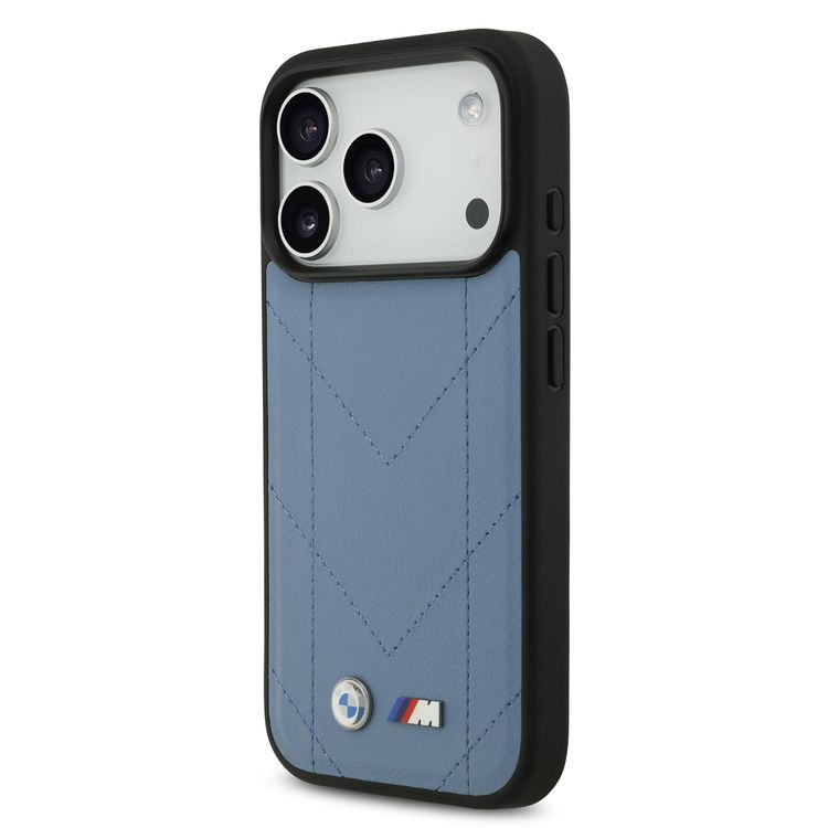 جراب BMW MagSafe مصنوع من الجلد المضفر PU بشعارات معدنية لهاتف iPhone 17 Pro، بملف نحيف، تصميم سهل التركيب، تعبئة مستدامة، حماية من السقوط - أزرق