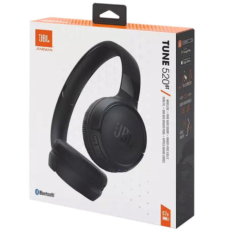 JBL Tune 520BT Wireless On-Ear Headphone with Multi-point Connections, Comfortable & Foldable Design, JBL Pure Bass Sound, Fast Charge, Voice Aware Technology - Black