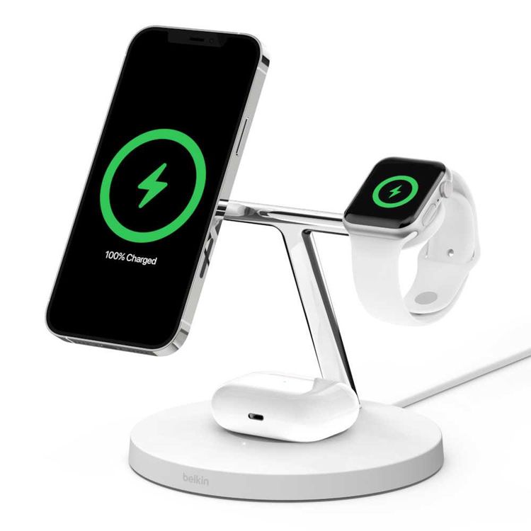 Wireless Charger Belkin WIZ009myWH 3-in-1 Fast Wireless Charger - White