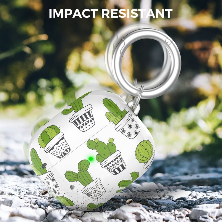 AhaStyle Premium TPU IMD Patterns Keychain Case for Airpods 3 - Cactus