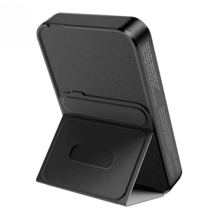 باور بانك ماجسيف شفاف 3 في 1 من جرين ليون، مخرج لاسلكي 15 وات، 5000 مللي أمبير في الساعة، PD 20 وات، مخرج لاسلكي من النوع C مع حامل جلدي - أسود