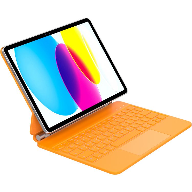 Green Lion Wireless Magic Keyboard Case for iPad 10th Generation, 11" A16 (2025), 500mAh Battery, Backlit Function, USB-C Charging Port, 7-Color Light Modes, Pencil Holder, Adjustable Brightness, Scissor-Switch Keyboard - Orange
