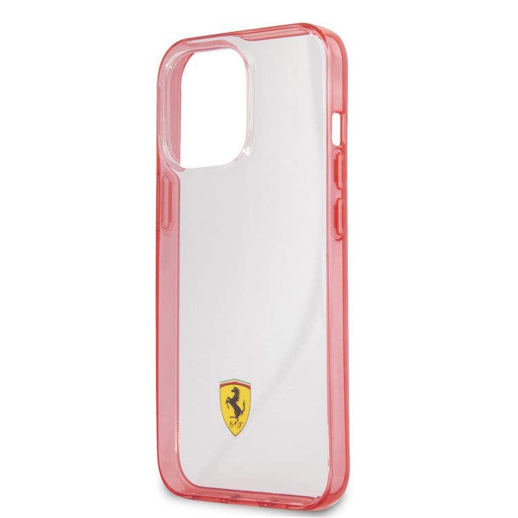 CG MOBILE Ferrari Transparent Case Print Logo Compatible for iPhone 13 Pro Max (6.7") Scratches Resistant, Easy Access to All Ports, Drop & Shock Absorption Protective Back Cover Suitable with Wireless Charging Officially Licensed