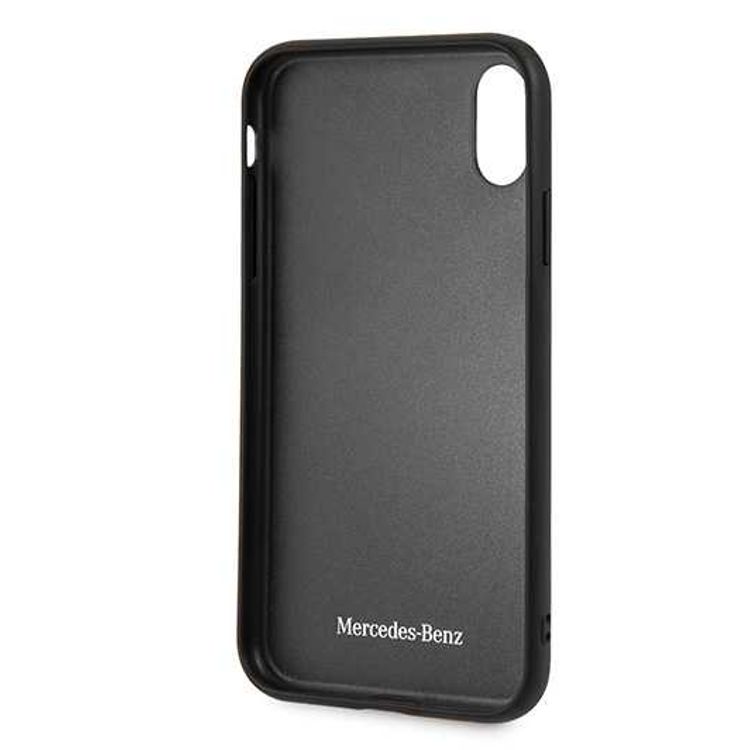 CG MOBILE Mercedes-Benz New Organic I Genuine Leather Hard Phone Case for iPhone Xr Officially Licensed - Navy