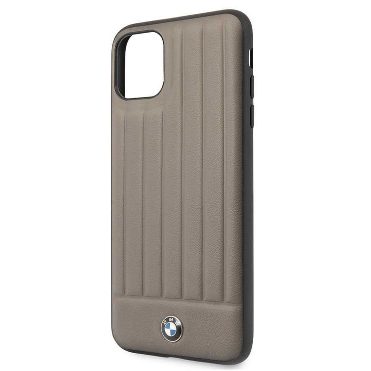 BMW Hard Case Leather Lines Compatible with iPhone 11 Pro Max, Full Protection, Accurate Cutouts Easy Access to All Ports, Scratch Resistant - Brown