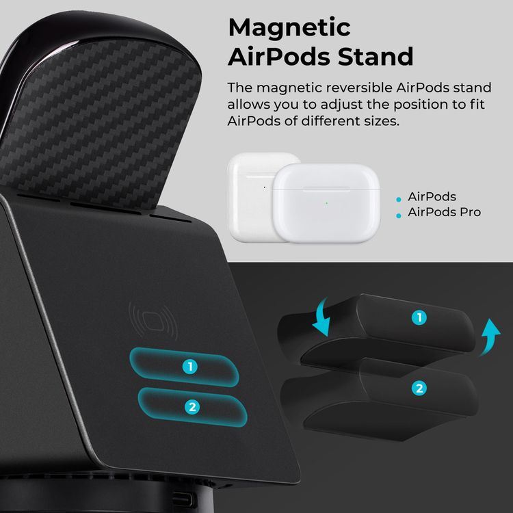 PITAKA MagEZ Slider + Power Dongle 3 in 1 Wireless Charger - Black