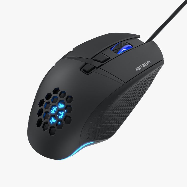 Green Lion G250 Gaming Mouse, Honeycomb & Ergonomic Design, 8 Programmable Buttons, Colorful Ambient Lighting, 7200 DPI Resolution, 3 Million Times of Click Lifespan - Black