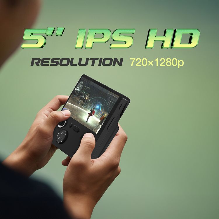 Green Lion GP PRO 5 Gaming Console with Built-in Holding Bracket, Up to 10 Hours Playtime, 5" IPS HD Screen, 1280×720p Resolution, 5000mAh Battery Capacity - Black