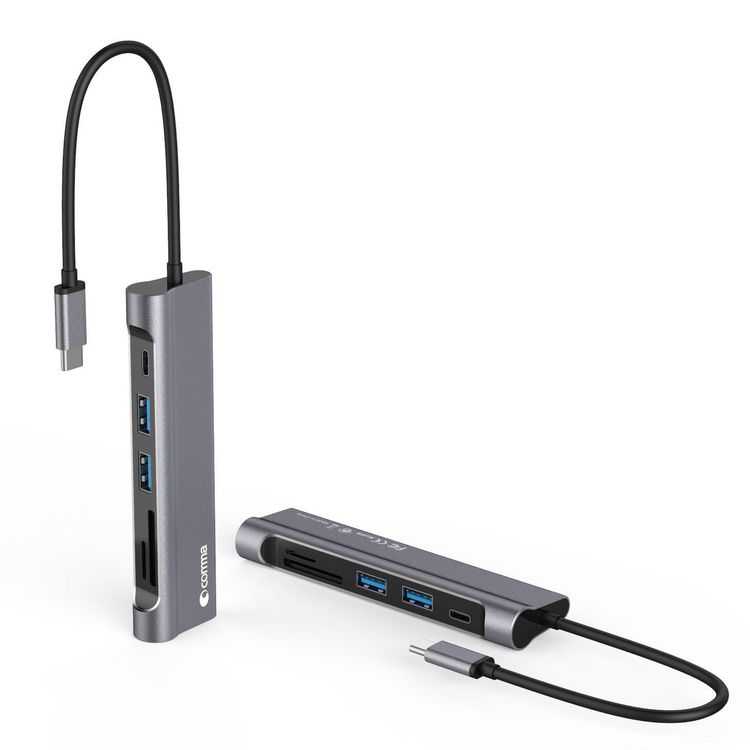 موزع محول من سلسلة Comma Clian Type-C 6 في 1 - رمادي