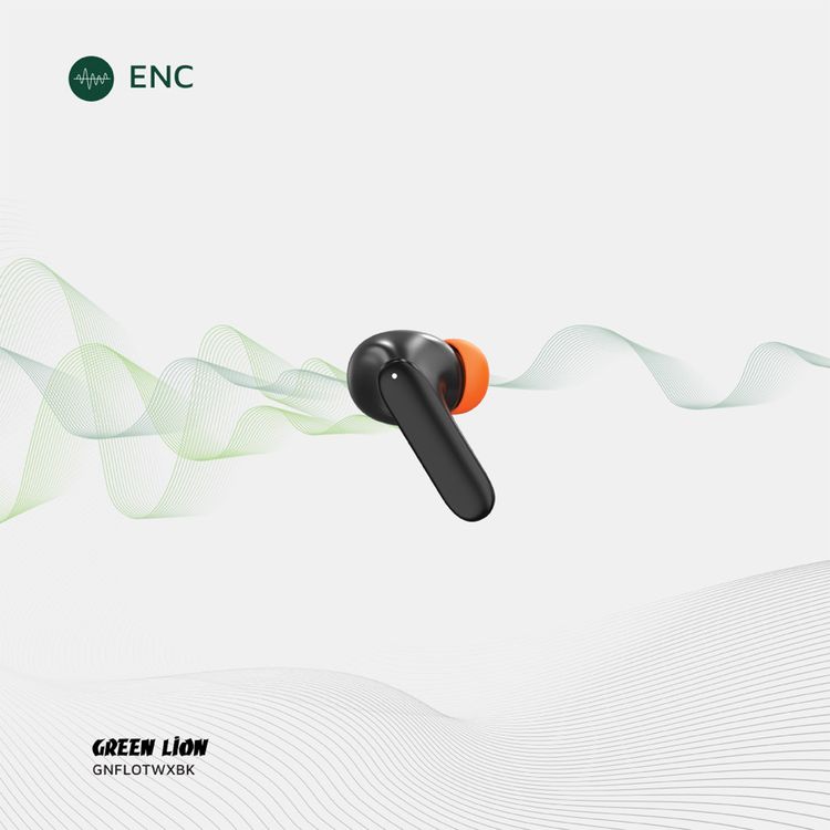 Green Lion Florence True Wireless Earbuds with Touch Control, Low Latency Mode, Voice Assistant, Quad -Mic with ENC Technology, Gaming Mode, Up to 6 Hours Play Time, 100 Hours Standby Time, Type-C Charging Port, Above 10m Transmission Range - Black