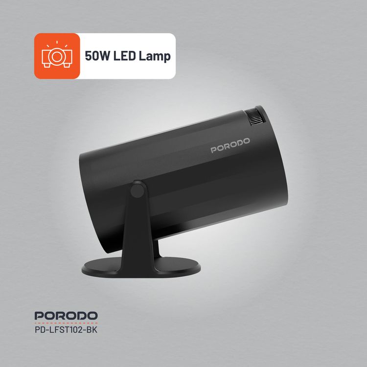 بروجكتور بورودو اللاسلكي متعدد الزوايا مع تقنية ضبط المفاتيح التلقائي، شاشة LCD بحجم 2.69 بوصة، نظام تشغيل أندرويد 11.0، مصباح LED بقوة 50 واط، جهاز تحكم عن بعد، إصدار بلوتوث 5.0 - أسود