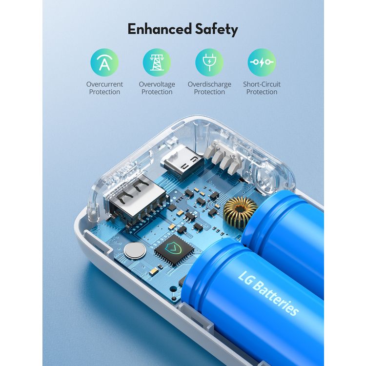 راف باور 2 منفذ بي دي باور بانك محمول 10000 مللي أمبير 29 واط شحن سريع ، منفذ يو تس بي سي بي دي ومنفذ يو اس بي - ا ، شاحن محمول صغير الحجم ، طاقة هائلة ، باور بانك للحماية من الحرارة الزائدة - أبيض