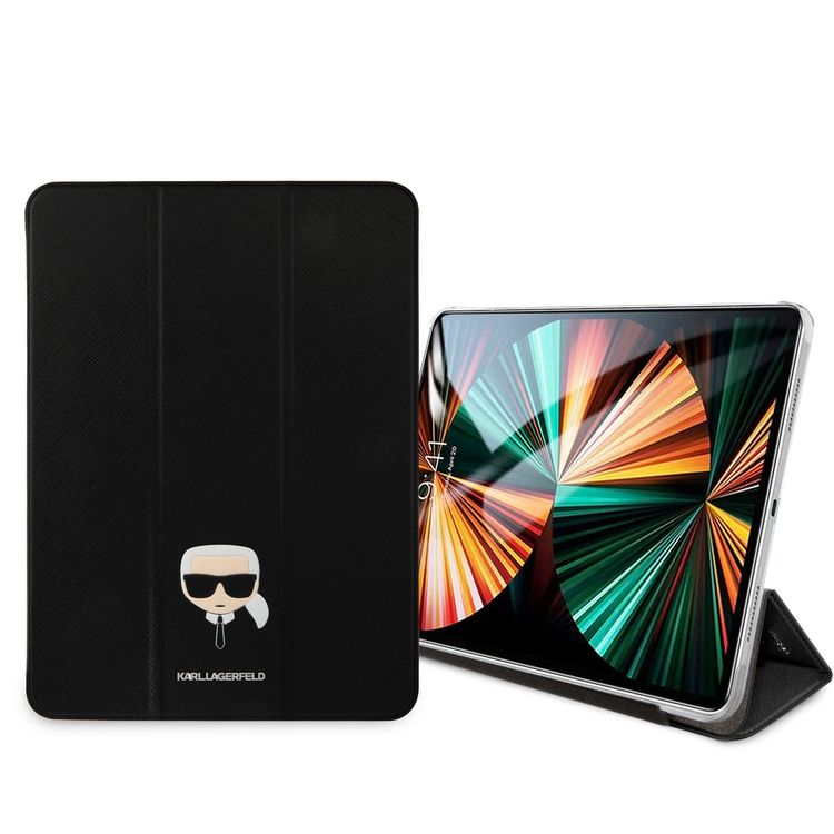 جراب Karl Lagerfeld PU Saffiano Karl Head Folio لجهاز iPad مقاس 12.9 بوصة - أسود