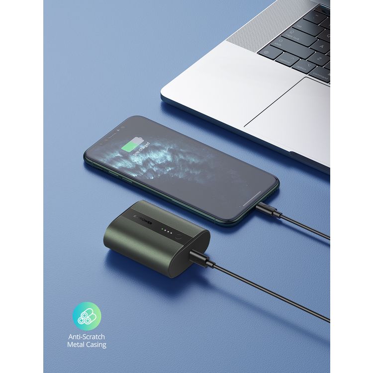 RAVPower 2-Port PD Pioneer Mini Power Bank 10000mAh 18W Fast Charging, Pocket Size Portable Charger Design, USB-C Universal Port, Anti-Scratch Metal Casing