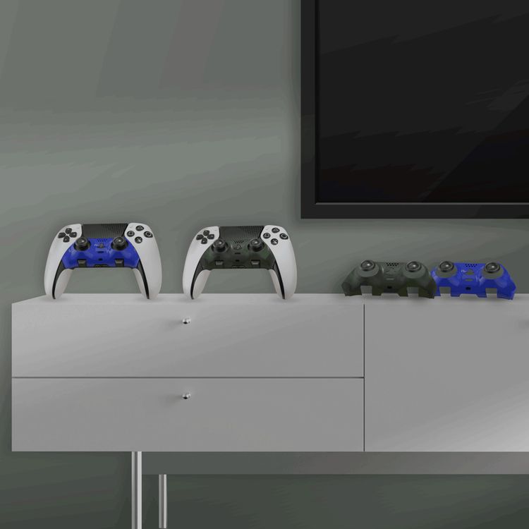 Porodo Gaming Decorative Panel Combo for PS5 Edge Controller, High-Quality Plastic Material, Personalized Design, Dust & Sweat Resistant, 2-in-1 Combo - Blue + Camouflage