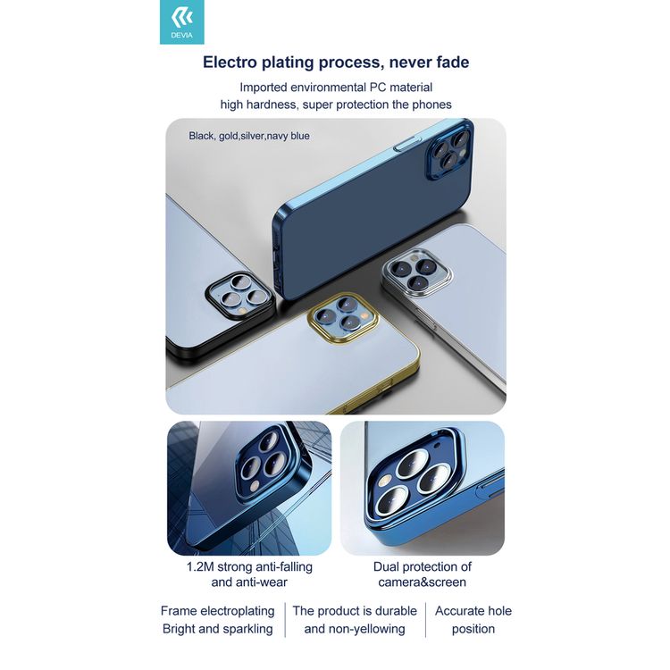 Devia Glimmer Series PC Elegant Case Compatible for iPhone 13 Pro Max (6.7") Shock Absorbent, Scratches Resistant, Slim & Lightweight Protective Back Cover Champagne Gold