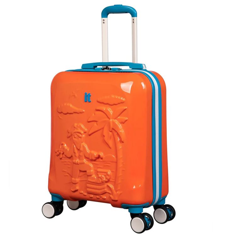 it Luggage Kids Model Treasure Trove Luggage, 24L Capacity, Underseat Size, Hard Outer Shell, Durable ABS with Polycarbonate Outer Material, 8-Wheel Spinner System, Telescopic Trolley Handle - Turmeric