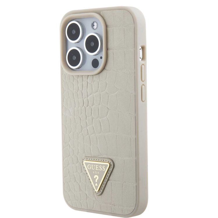 Guess Croco Case with Triangle Logo - Gold - iPhone 15 Pro Max