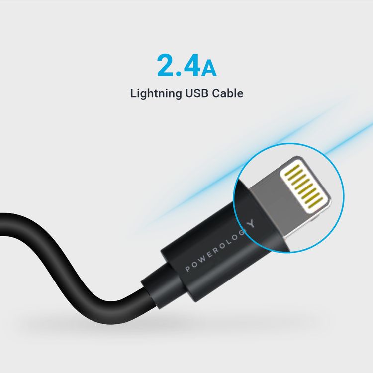 Powerology USB-A to Lightning Cable 3M Fast Charging  Data Sync - Black