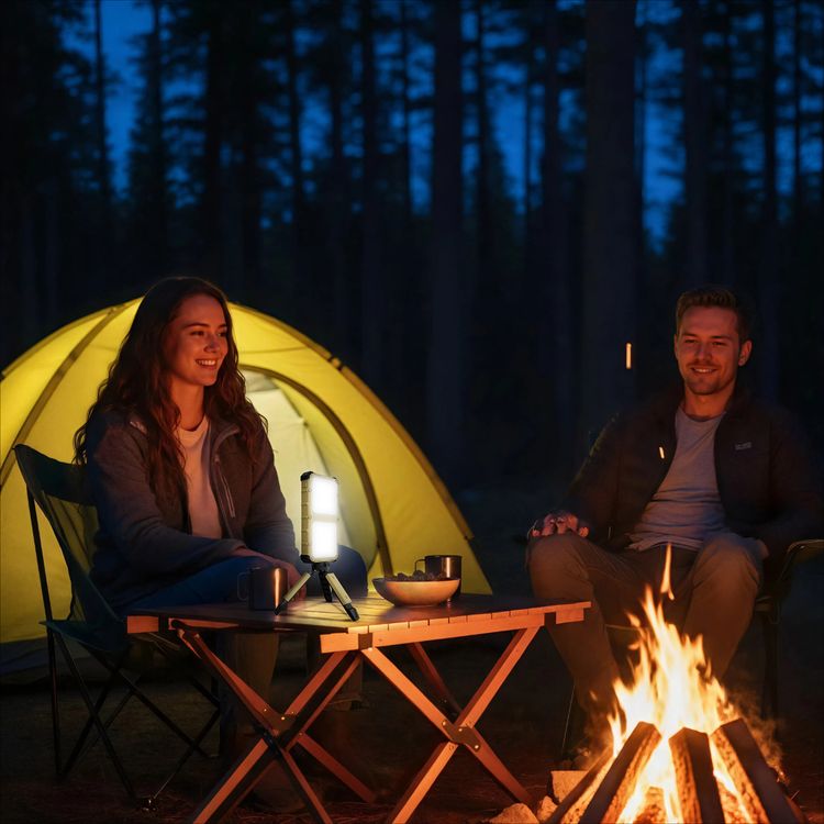 Powerology Solara 20000mAh Solar Power Bank with Built-in Safeguards, Dual LED Panels, Simultaneous Charging, Solar Charging, 3 Light Modes, IP65 Water Resistance Level, PD 20W, 1200 Lumens Maximum Brightness, QC 22.5W, USB-A to USB-C Cable, Solar Charging - Khaki