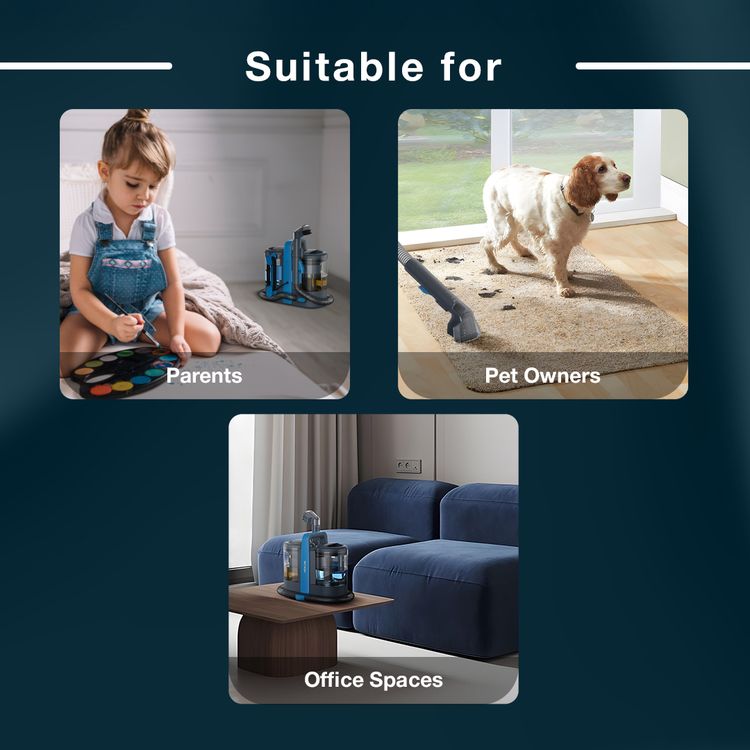 منظف السجاد جرين ليون برو، سعة خزان التنظيف 1500 مل، قوة محرك 600 واط، تنظيف طويل المدى، خزانين للماء، سهل التخزين - أزرق