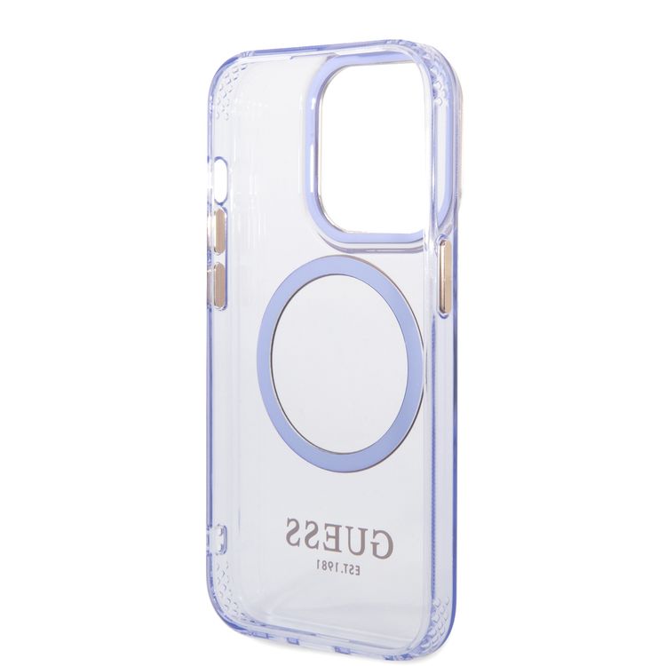 Guess Magsafe Case With Translucent Gold Outline - iPhone 14 Pro - Purple