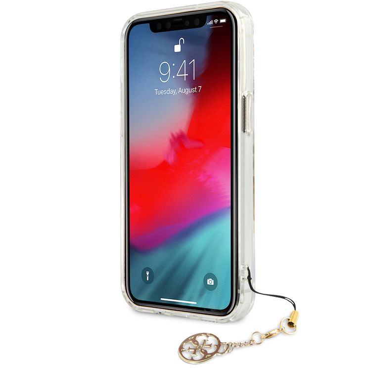 CG MOBILE Guess PC/TPU Case Transparent 4G Electroplated Logo with Elegant Charm Compatible for iPhone 13 (6.1") Anti-Scratch, Easy Access to All Ports