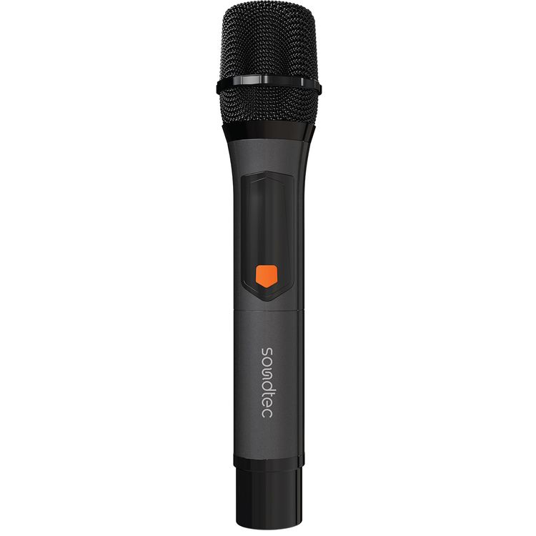 Porodo Soundtec Duo Aluminum Rechargeable Wireless Microphone with Digital Display, High-Quality Sound, 2 Channels, Unidirectional Polar Pattern, DSP Regulating Methods, 25 Meters Receiving Distance - Black