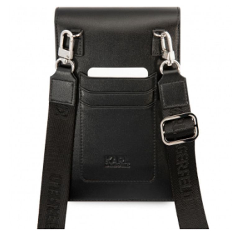 KARL WALLET CB W/Cord Saffiano Pin KC, Scratch-Resistant, Elegant and Trendy - Black