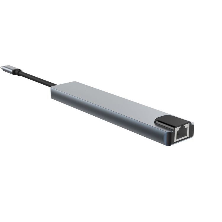 Green Lion 8-in-1 USB-C Hub with Built-in Safety Features, Ultra HD 4K Quality,  Super Speed Port, Laptop and Tablet and Smartphone Compatibility, Compact & Lightweight - Gray