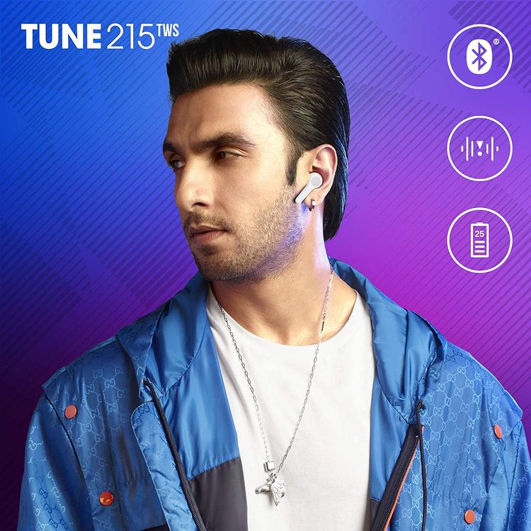 JBL T215 TWS True Wireless In-Ear Earbuds, Pure Bass Sound, Bluetooth Headphones 25H Battery , Dual Connect, Compatible with Android and iOS -  White