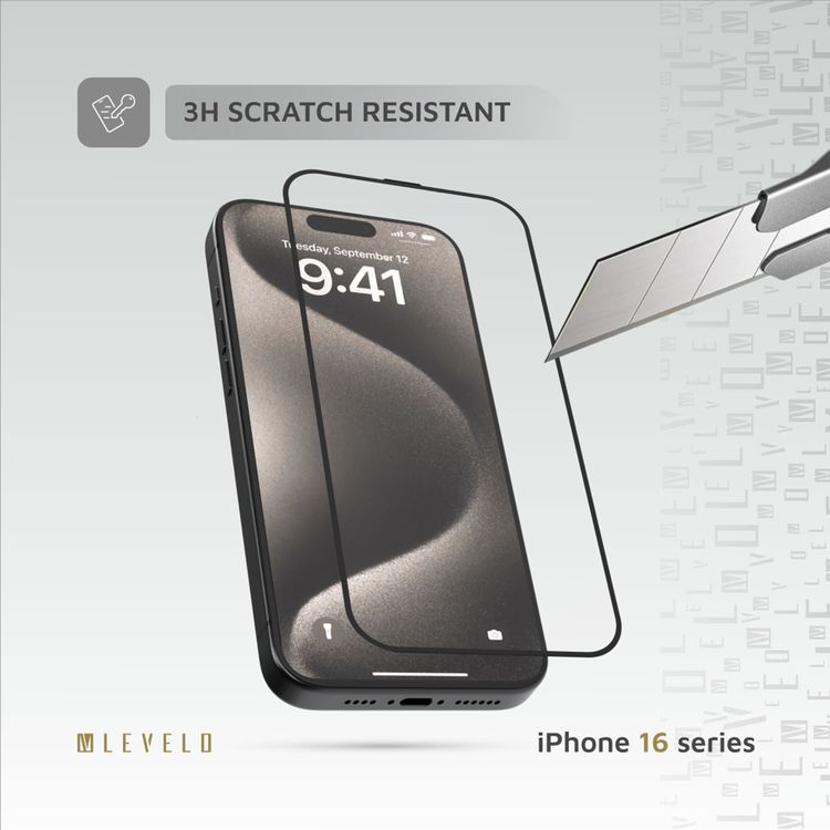 واقي شاشة من Levelo بتقنية 3D Resin Glue لجهاز iPhone 16 Pro، مقاوم لبصمات الأصابع، بطبقة طلاء أوليوفوبية، تصميم مقاوم للانفجار، مضاد للخدوش، مع خاصية منع الفقاعات الهوائية، تفريغ ذاتي، مقاوم للماء - شفاف
