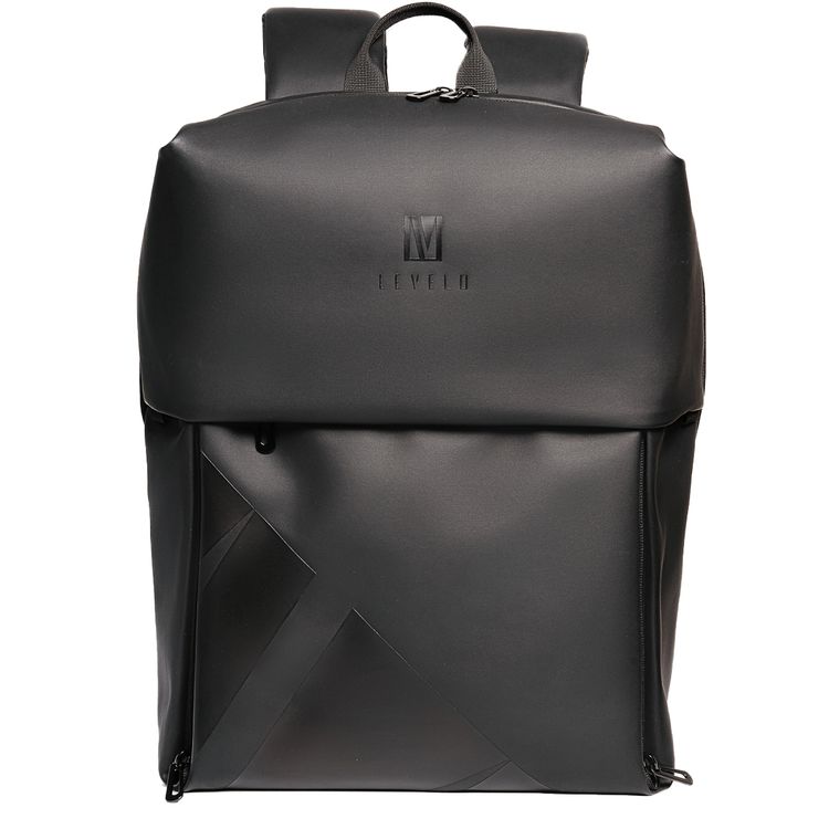 حقيبة Levelo Opulence Universal مع مادة جلد PU مع حرف واحد فقط، تناسب الأجهزة حتى 15 بوصة، جيب مدمج للجهاز اللوحي، لوحة خلفية مبطنة بشبكة هوائية، 3 مقصورات رئيسية - اللون الأسود