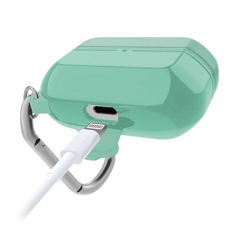 جراب X-Doria Defense Journey لسماعات AirPods Pro مع حلقة تثبيت قابلة للفصل، مصنوع من مادة TPU والسيليكون، مقاوم للماء والغبار، حماية كاملة بزاوية 360 درجة، مضاد للخدش - نعناعي