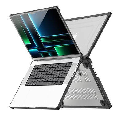 Levelo Espectro Case for MacBook Pro 16" (2021-2024), 360° Full Protection, Foldable Stand Design, Built-in Air Vents, Shock-Proof Edges, Easy Installation & Removal - Black