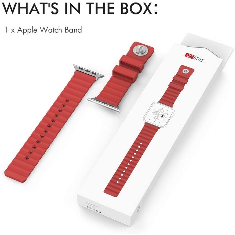 AhaStyle Rugged Design Premium Silicone Watch Band 40mm, Comfortable and Durable to Wear, Adjustable Strap, Silicone Wrist Band Strap Compatible for Apple Watch Series 5/4/3/2/1