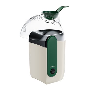 Green Lion Pop Mate Popcorn Maker, 2-3 Minutes Popping Time, 10-15 Minutes Cool Down Time, 1200W Rated Power, 75cm UK 3-Pin Plug, Easy-to-Clean & Store, Hot Air Circulation, Cool-Touch Exterior - White