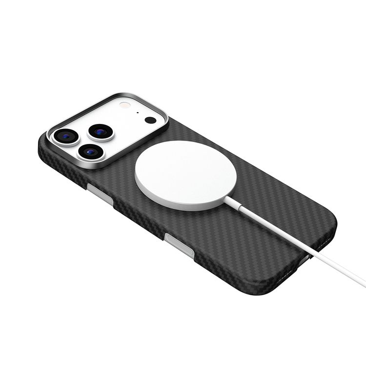 Levelo Sergei 1500D Aramid Fiber Case for iPhone 17 Pro Max, 5 Times Stronger than Steel, 0.95mm Thickness, Strong Magnets & MagSafe Compatible, Shock-Resistant Bumper, Bulletproof Protection, Raised Bezel for Camera, Ultra-Lightweight Design - Black