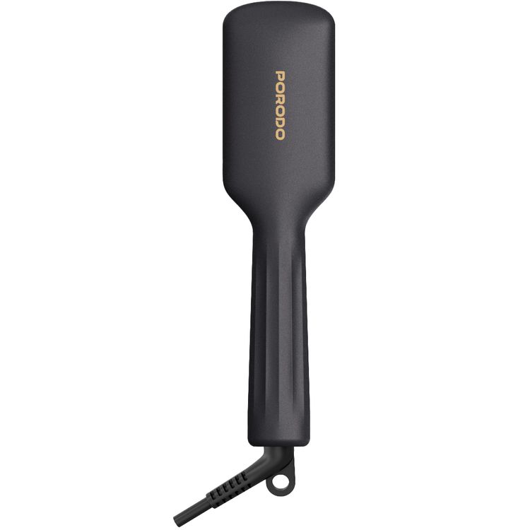 Porodo Lifestyle Electric Heated Hair Straightener Brush with 5 Temperature Settings, 30W Rated Power, 30 Seconds Fast Heating Time, 70% Frizz Reduction, Auto Shut-Off - Black