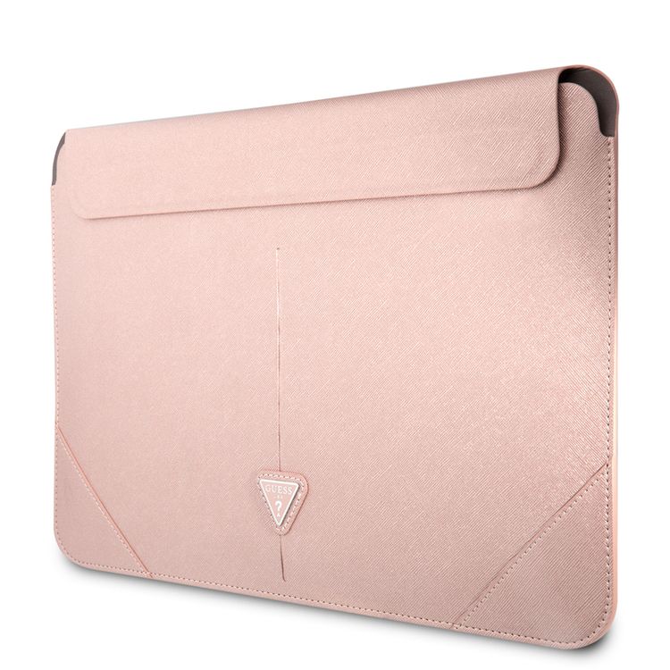 CG Mobile Guess GUCS16PSATLP Saffiano Computer Sleeve with Metal Triangle Logo 16" Protection Bag for or Macbook / Laptop up to 16 inches - Pink