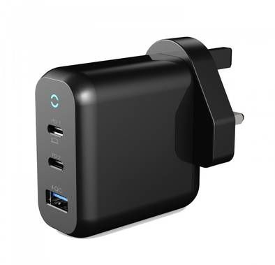 Powerology Wall Charger UK 65W 3-Output with PD UK GaN - ...